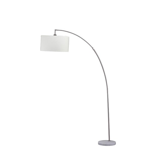 Yhior 86 in. Allegro Silver Arc Marble Floor Lamp, White YH2629503